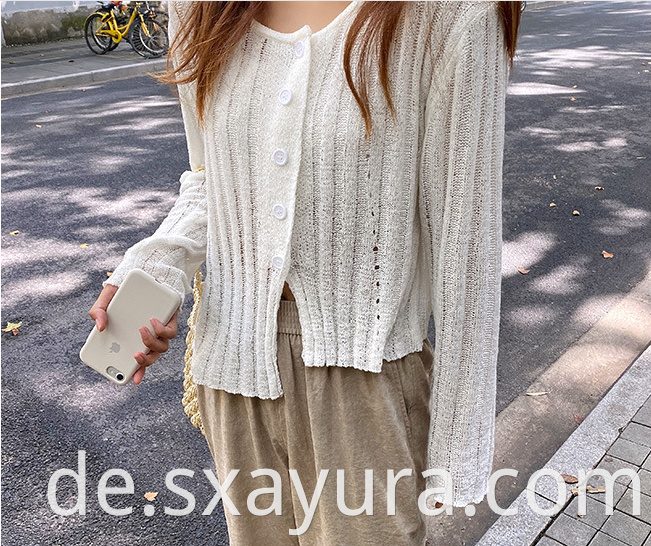 All-match short long-sleeved knitted cardigan